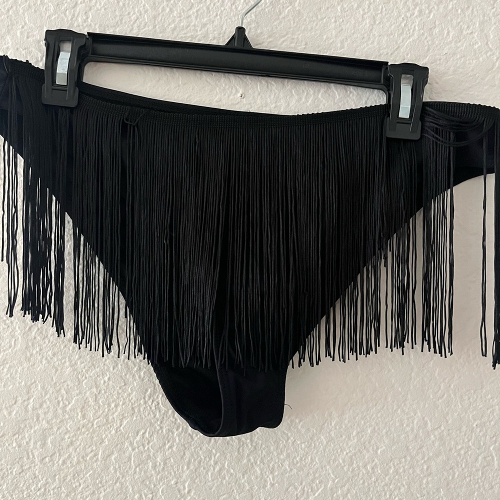 Black fabulous fringe bikini bottoms